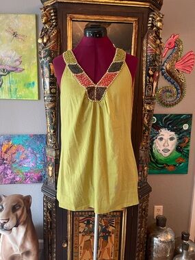 Apt. 9 Olive Green Beaded Halter Camisole